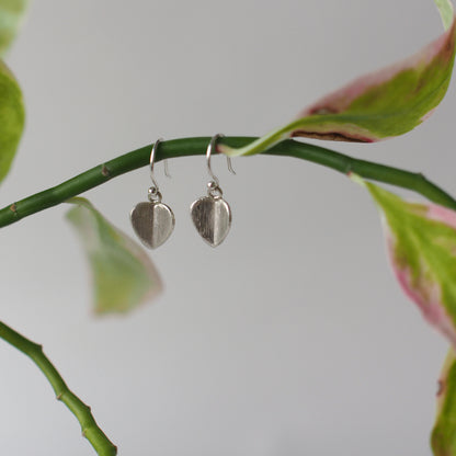 HEART LEAF Handmade Silver Hook Earrings
