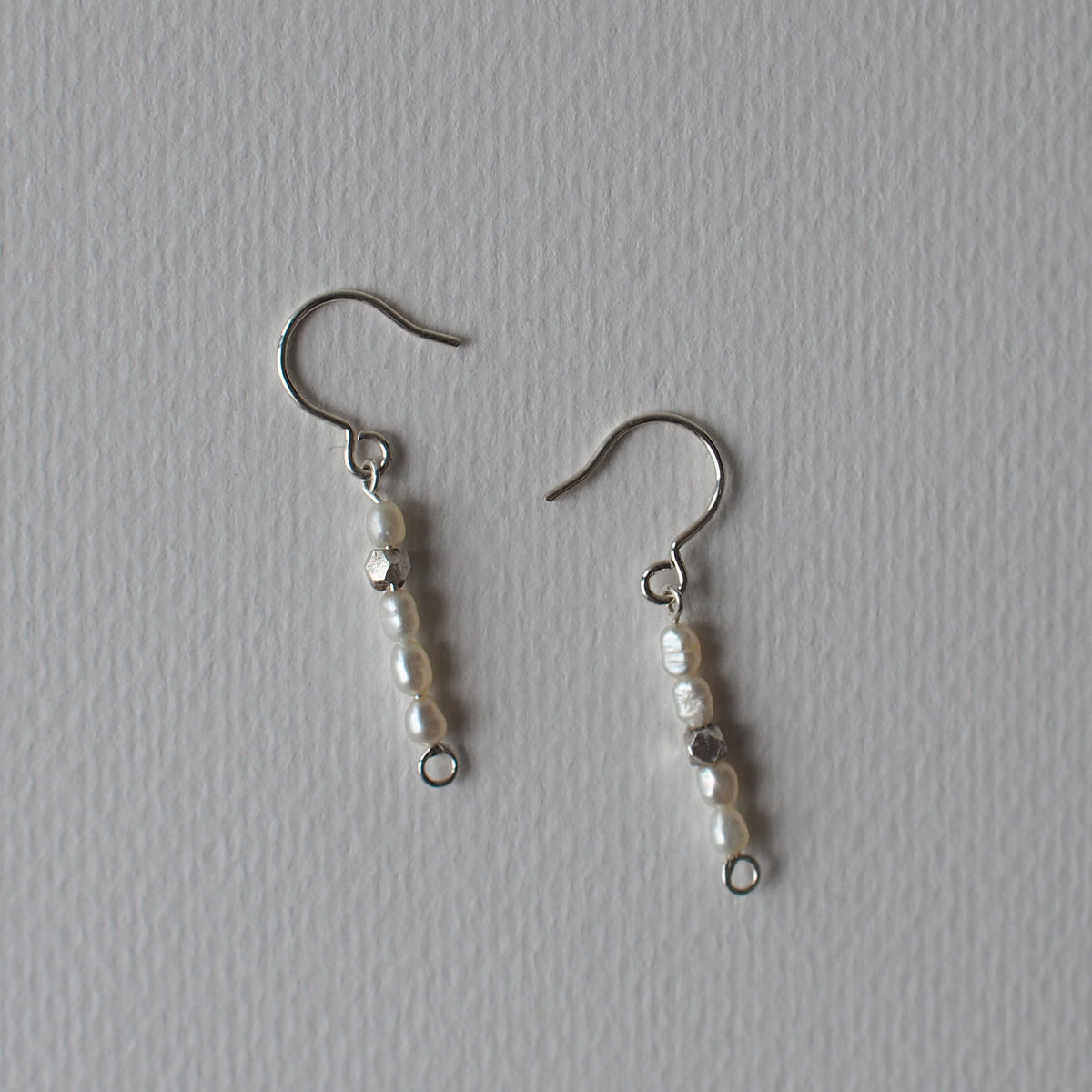 PEARL Handmade Silver and Pearl Beads Hook Earrings