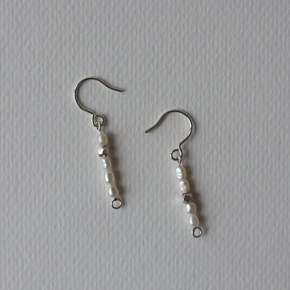 PEARL Handmade Silver and Pearl Beads Hook Earrings
