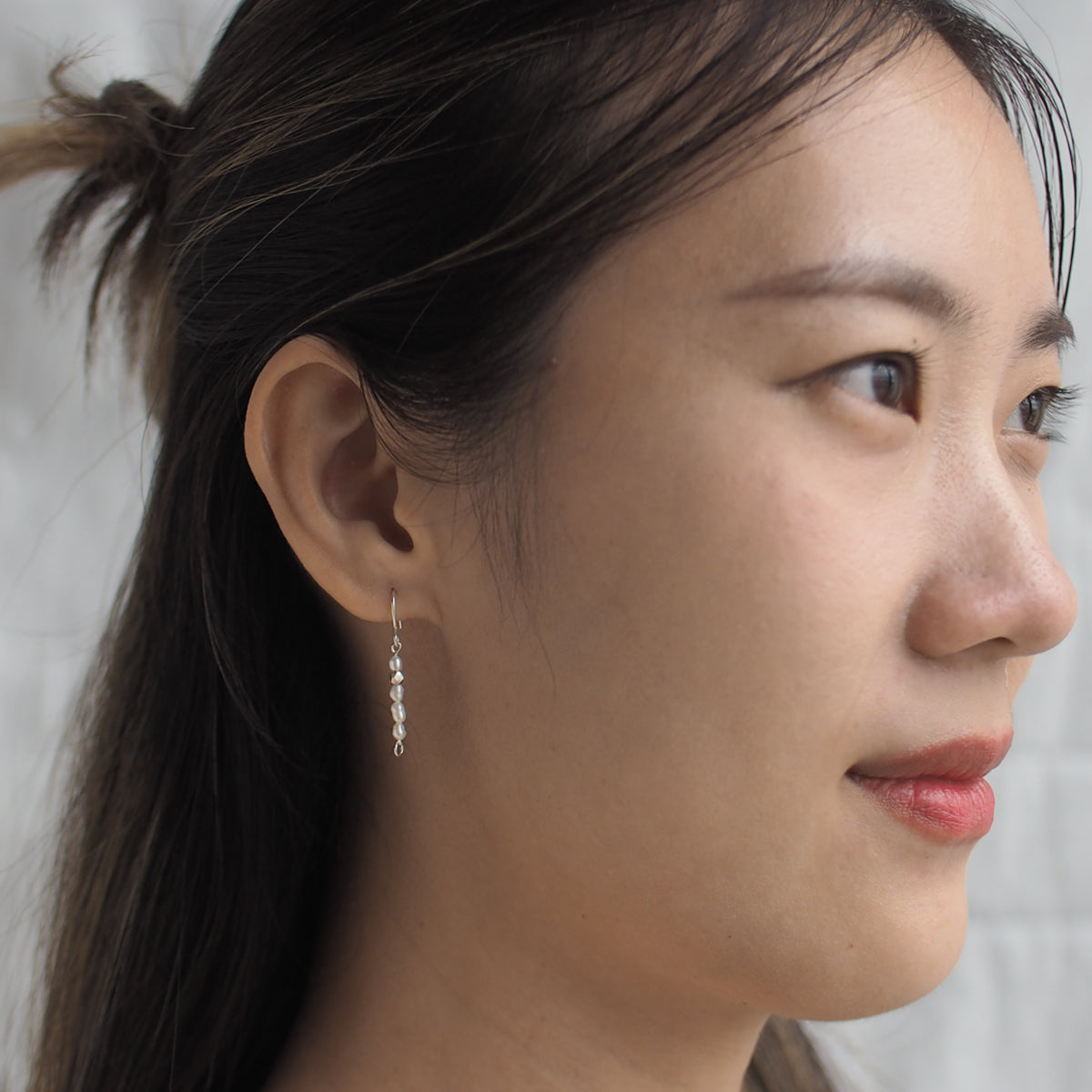 PEARL Handmade Silver and Pearl Beads Hook Earrings