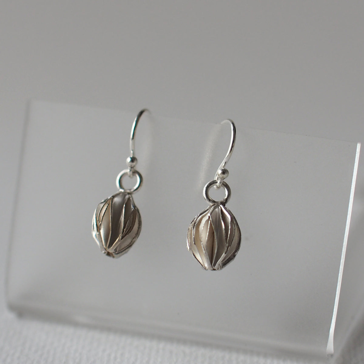 STAR FRUIT Handmade Silver Hook Earrings