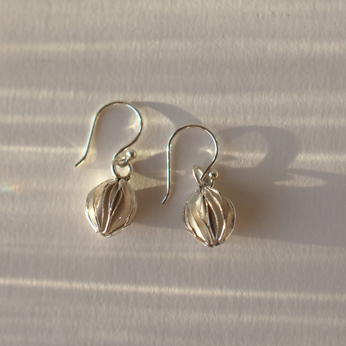 STAR FRUIT Handmade Silver Hook Earrings